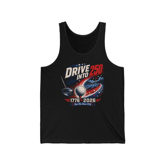 Golf Drive Into 250 1776 2026 Retro Patriotic Basic Tank Top - Unisex