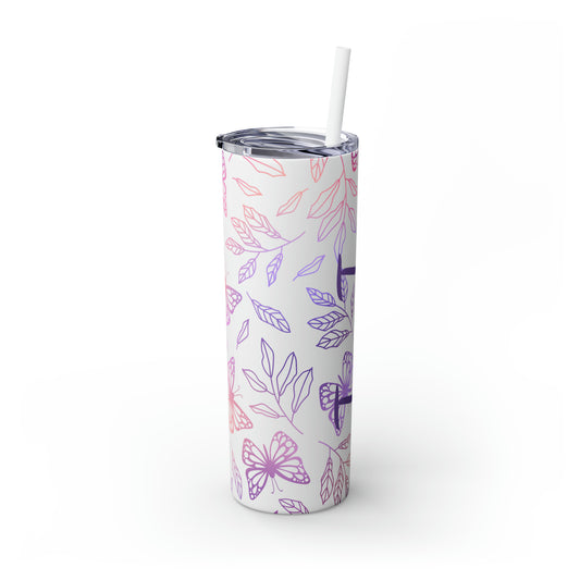 Butterflies Personalized Skinny Steel Tumbler with Straw, 20oz
