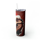 3D Christmas T-Rex Skinny Steel Tumbler with Straw, 20oz 3D Christmas T-Rex Skinny Steel Tumbler with Straw, 20oz