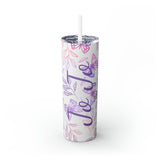 Butterflies Personalized Skinny Steel Tumbler with Straw, 20oz Butterflies Personalized Skinny Steel Tumbler with Straw, 20oz