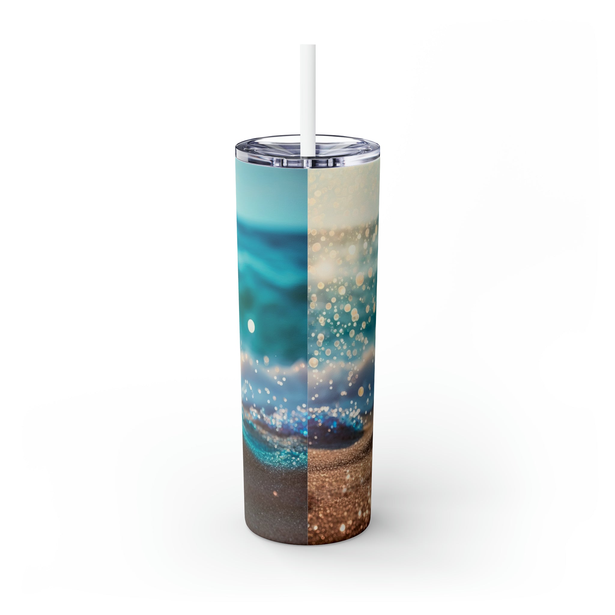 Beach Personalized Skinny Steel Tumbler with Straw, 20oz Beach Personalized Skinny Steel Tumbler with Straw, 20oz