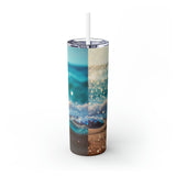 Beach Personalized Skinny Steel Tumbler with Straw, 20oz Beach Personalized Skinny Steel Tumbler with Straw, 20oz