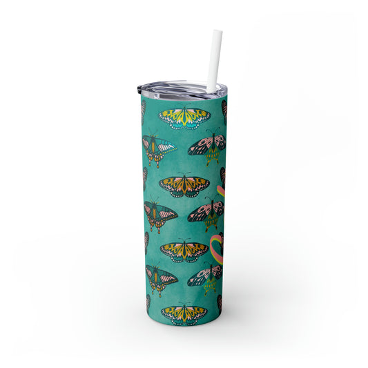 Butterflies Personalized Skinny Steel Tumbler with Straw, 20oz