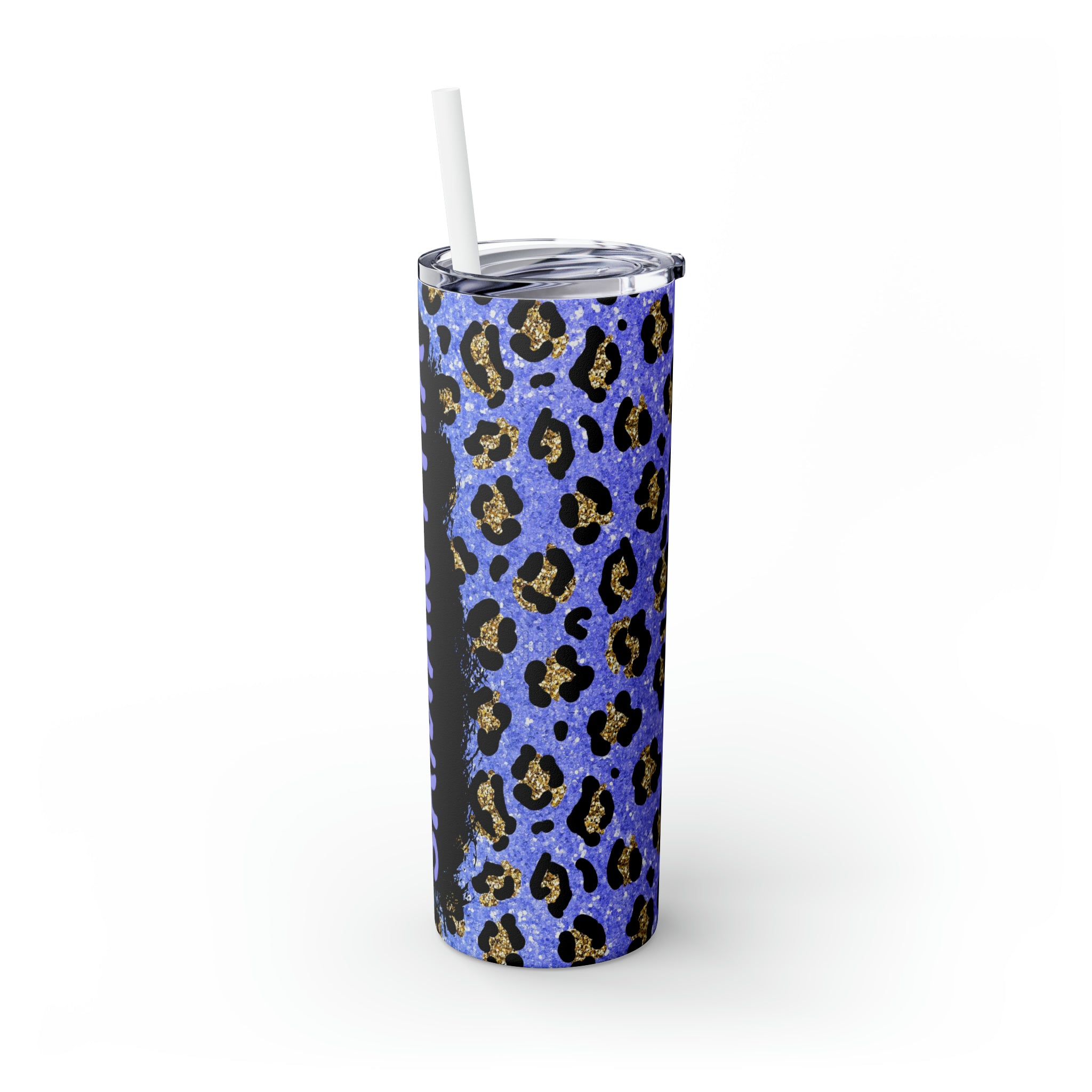 Leopard Personalized Skinny Steel Tumbler with Straw, 20oz Leopard Personalized Skinny Steel Tumbler with Straw, 20oz
