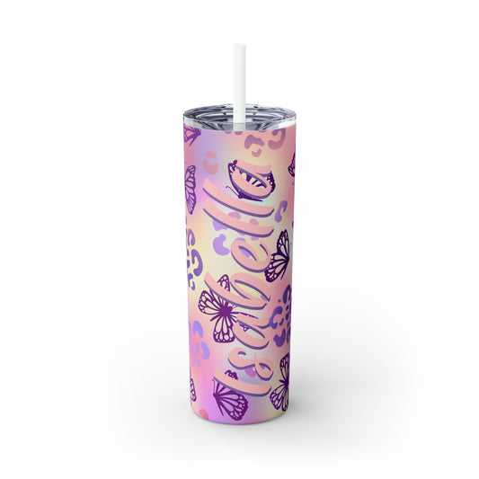 Butterflies Personalized Skinny Steel Tumbler with Straw, 20oz