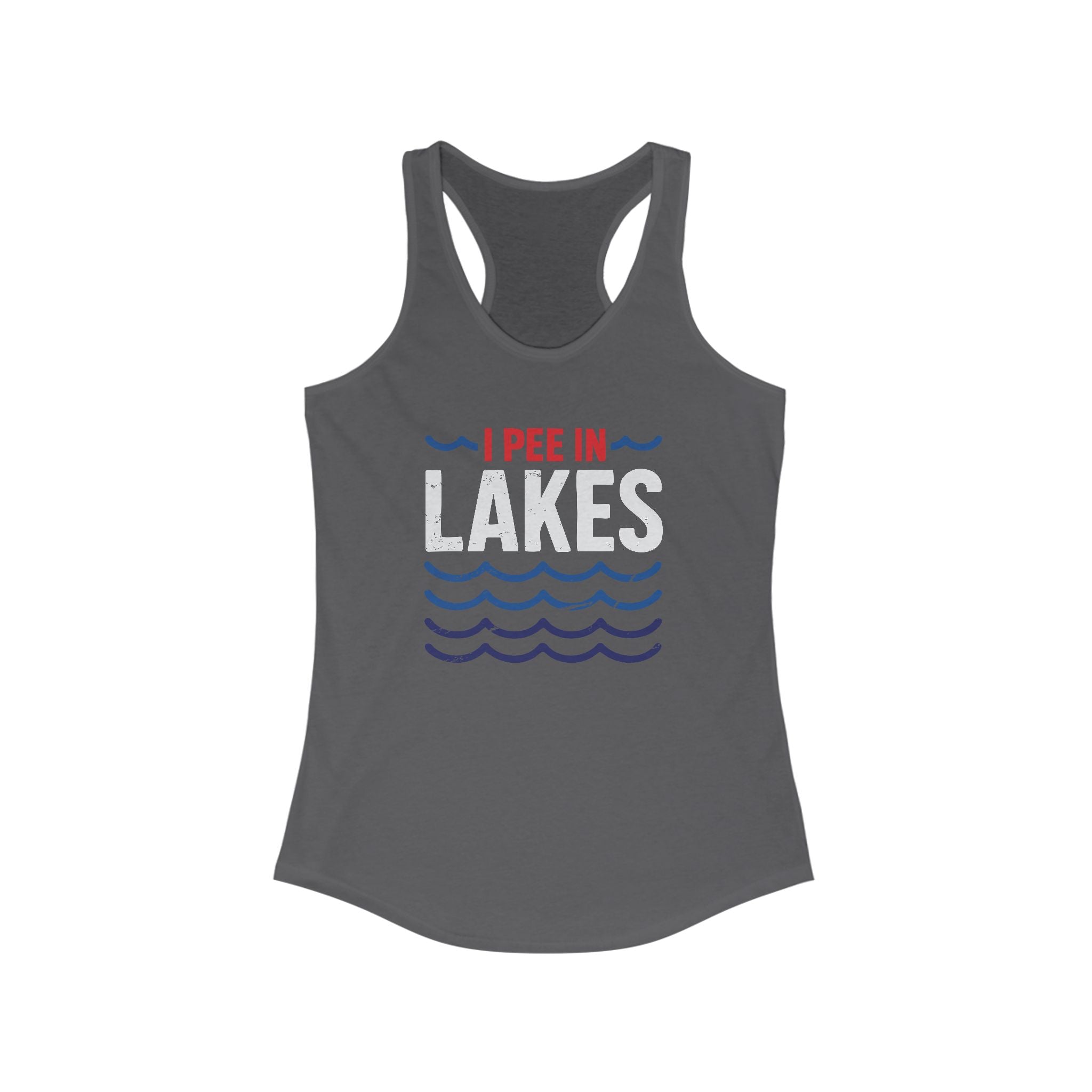 Basic Racerback Tank Top - Women's - I Pee In Lakes Red White & Blue Basic Racerback Tank Top - Women's - I Pee In Lakes Red White & Blue