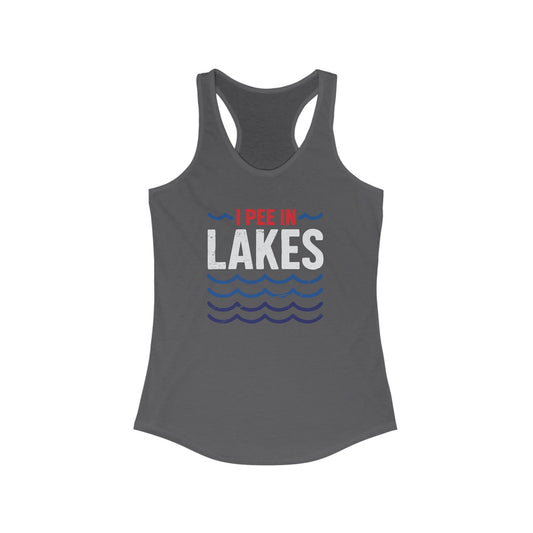 Basic Racerback Tank Top - Women's - I Pee In Lakes Red White & Blue