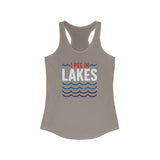 Basic Racerback Tank Top - Women's - I Pee In Lakes Red White & Blue Basic Racerback Tank Top - Women's - I Pee In Lakes Red White & Blue