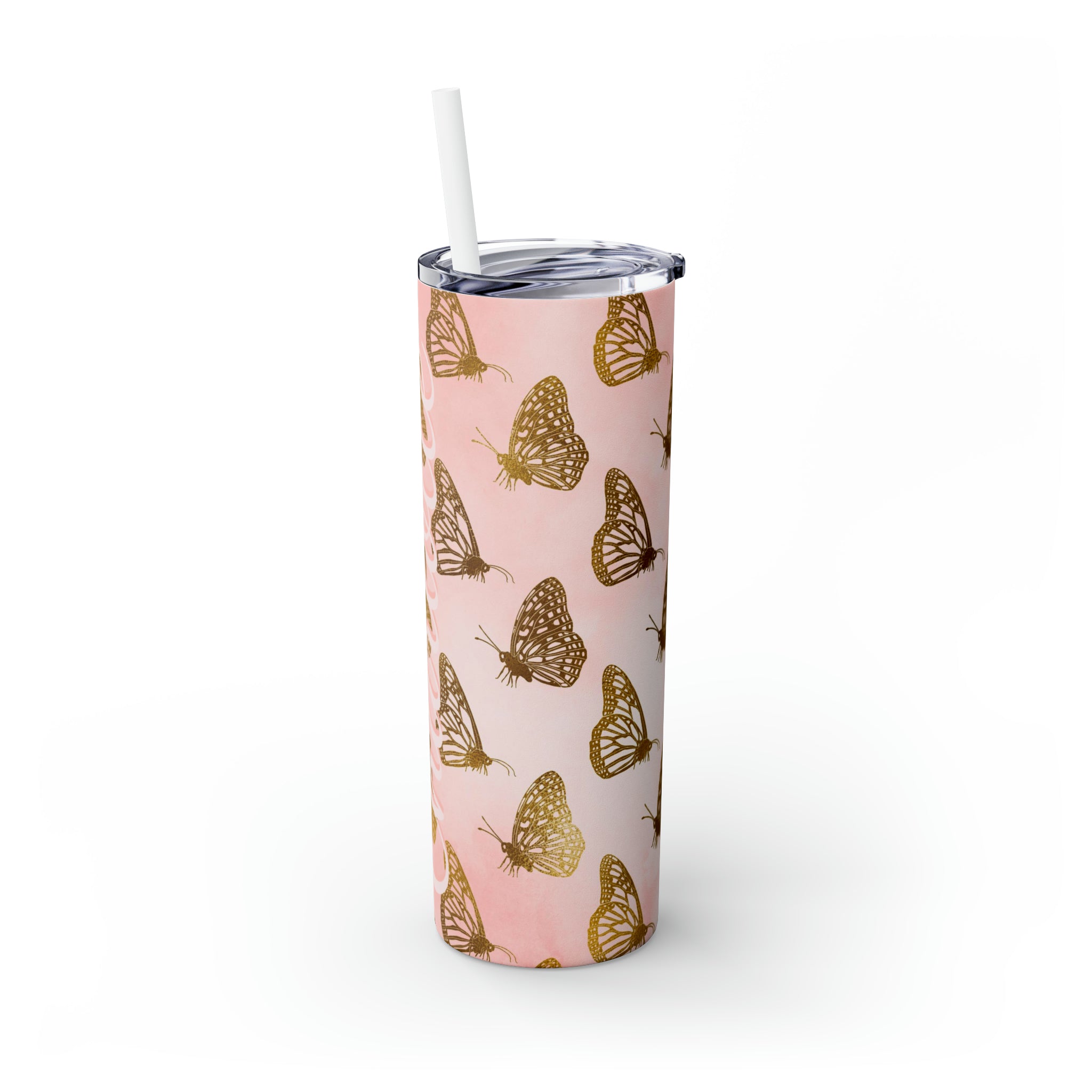 Butterflies Personalized Skinny Steel Tumbler with Straw, 20oz Butterflies Personalized Skinny Steel Tumbler with Straw, 20oz