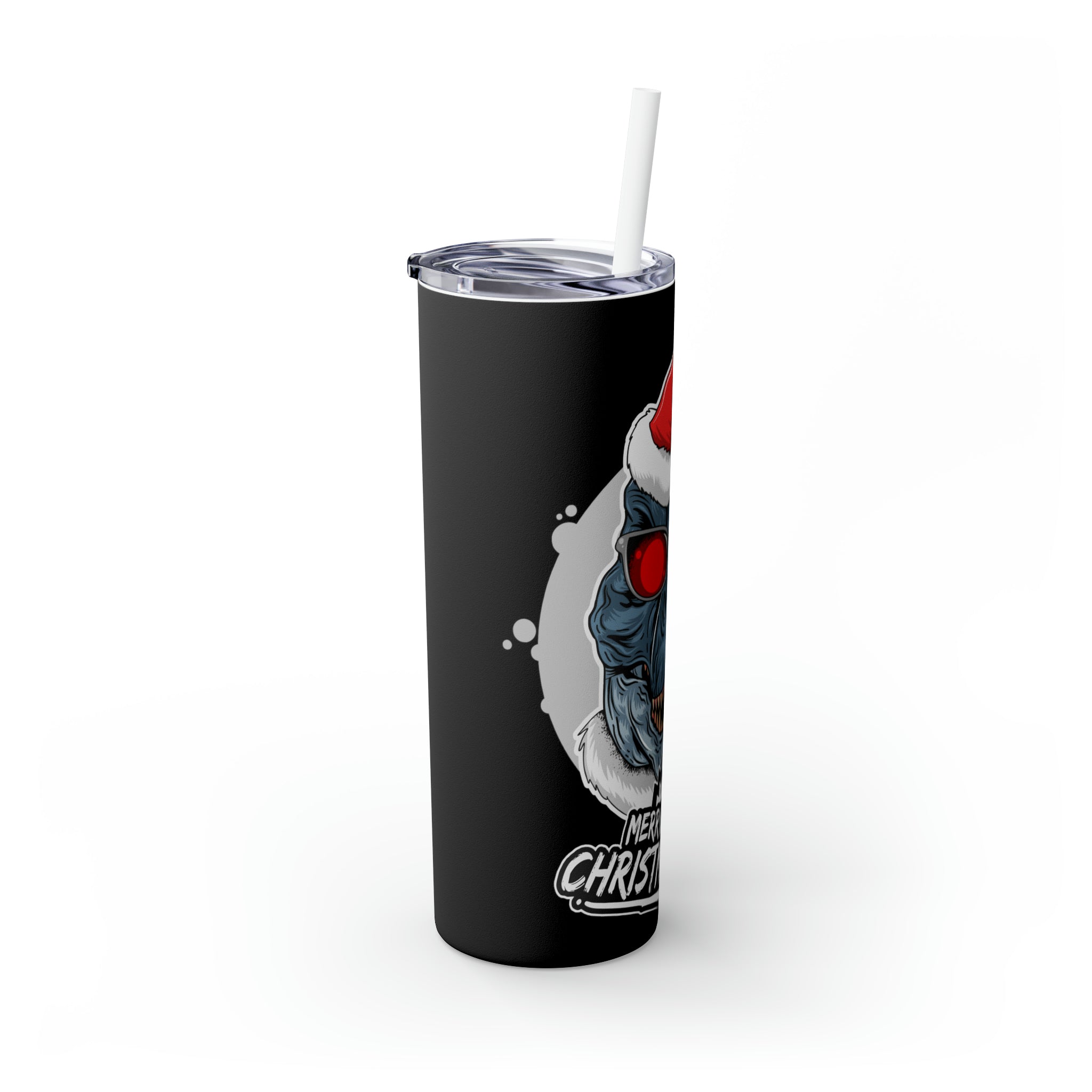 T-Rex Christmas Skinny Steel Tumbler with Straw, 20oz T-Rex Christmas Skinny Steel Tumbler with Straw, 20oz