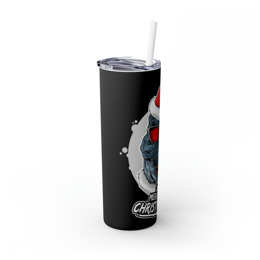 T-Rex Christmas Skinny Steel Tumbler with Straw, 20oz