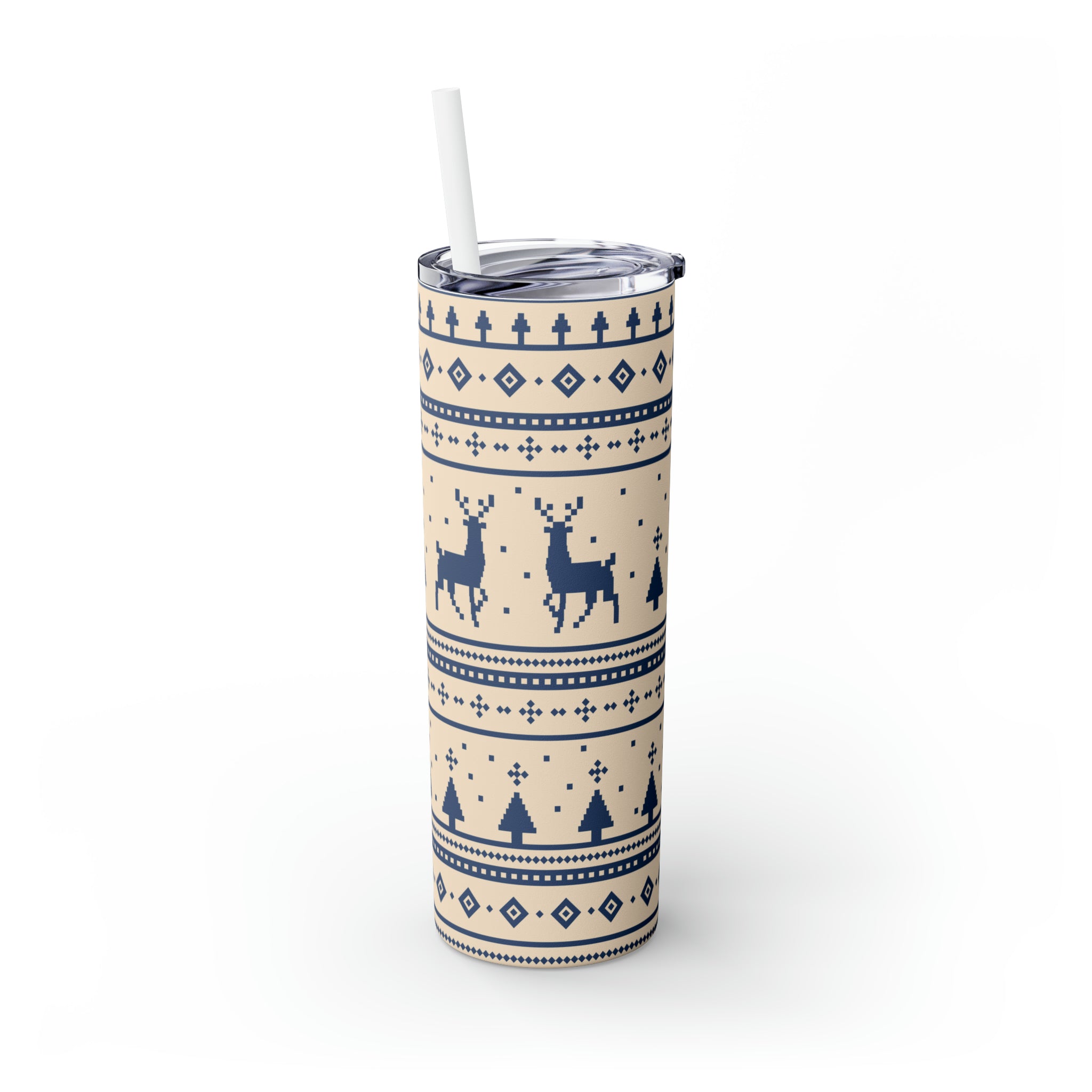 Reindeer Sweater Skinny Steel Tumbler with Straw, 20oz Reindeer Sweater Skinny Steel Tumbler with Straw, 20oz