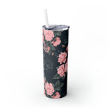 Floral Personalized Skinny Steel Tumbler with Straw, 20oz Floral Personalized Skinny Steel Tumbler with Straw, 20oz