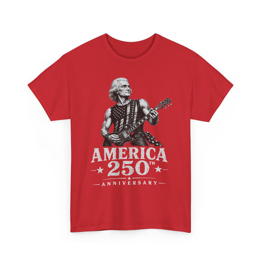 Rock Guitar Soldier America 250 Distressed Patriotic Grunge Basic T-Shirt - Unisex