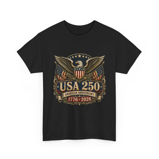 Ornate Eagle Shield USA 250 Anniversary Vintage Americana Basic T-Shirt - Unisex