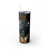 Golden Snowflakes Skinny Steel Tumbler with Straw, 20oz Golden Snowflakes Skinny Steel Tumbler with Straw, 20oz