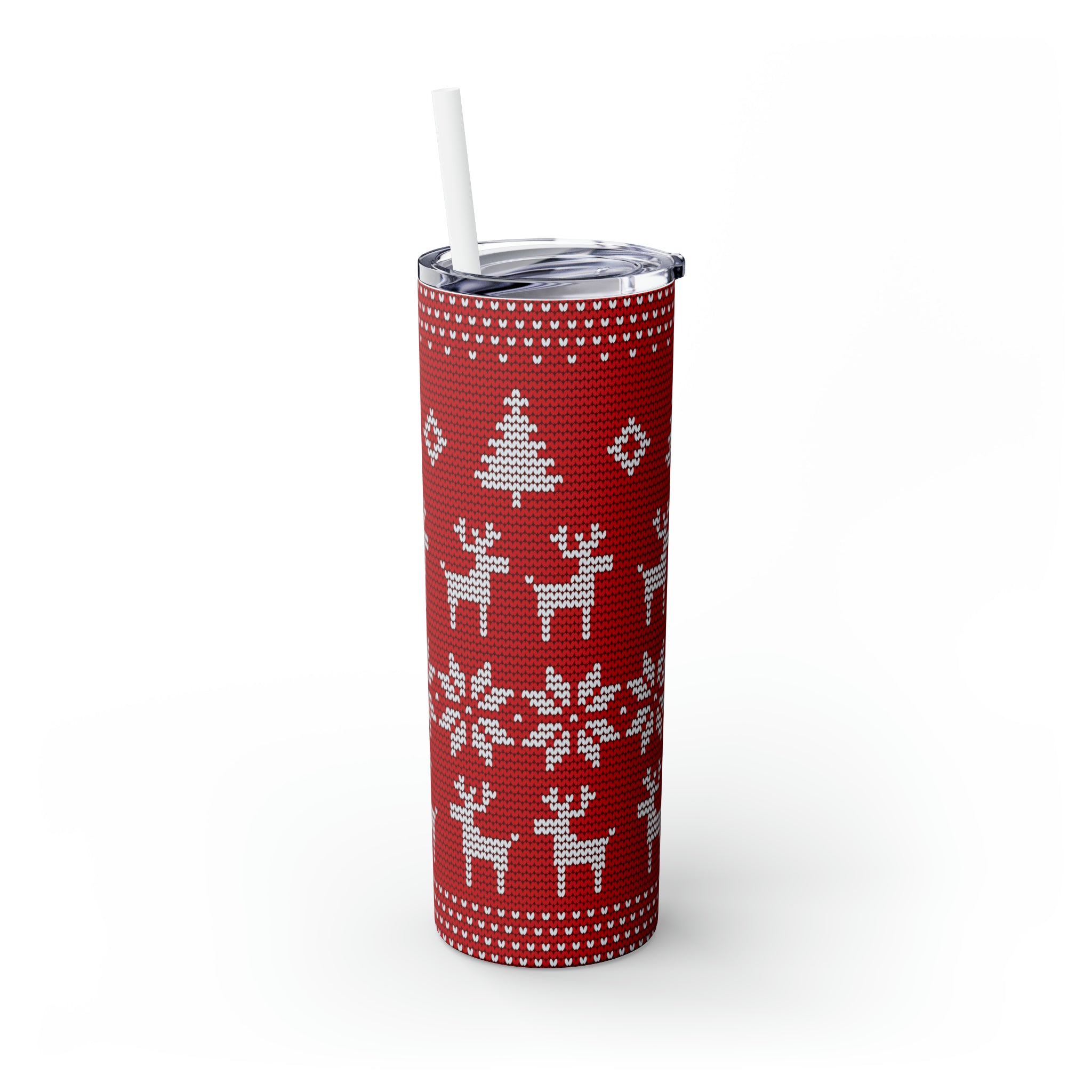 Reindeer Sweater Skinny Steel Tumbler with Straw, 20oz Reindeer Sweater Skinny Steel Tumbler with Straw, 20oz