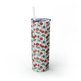 Cherries Personalized Skinny Steel Tumbler with Straw, 20oz Cherries Personalized Skinny Steel Tumbler with Straw, 20oz
