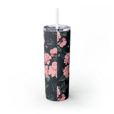 Floral Personalized Skinny Steel Tumbler with Straw, 20oz Floral Personalized Skinny Steel Tumbler with Straw, 20oz
