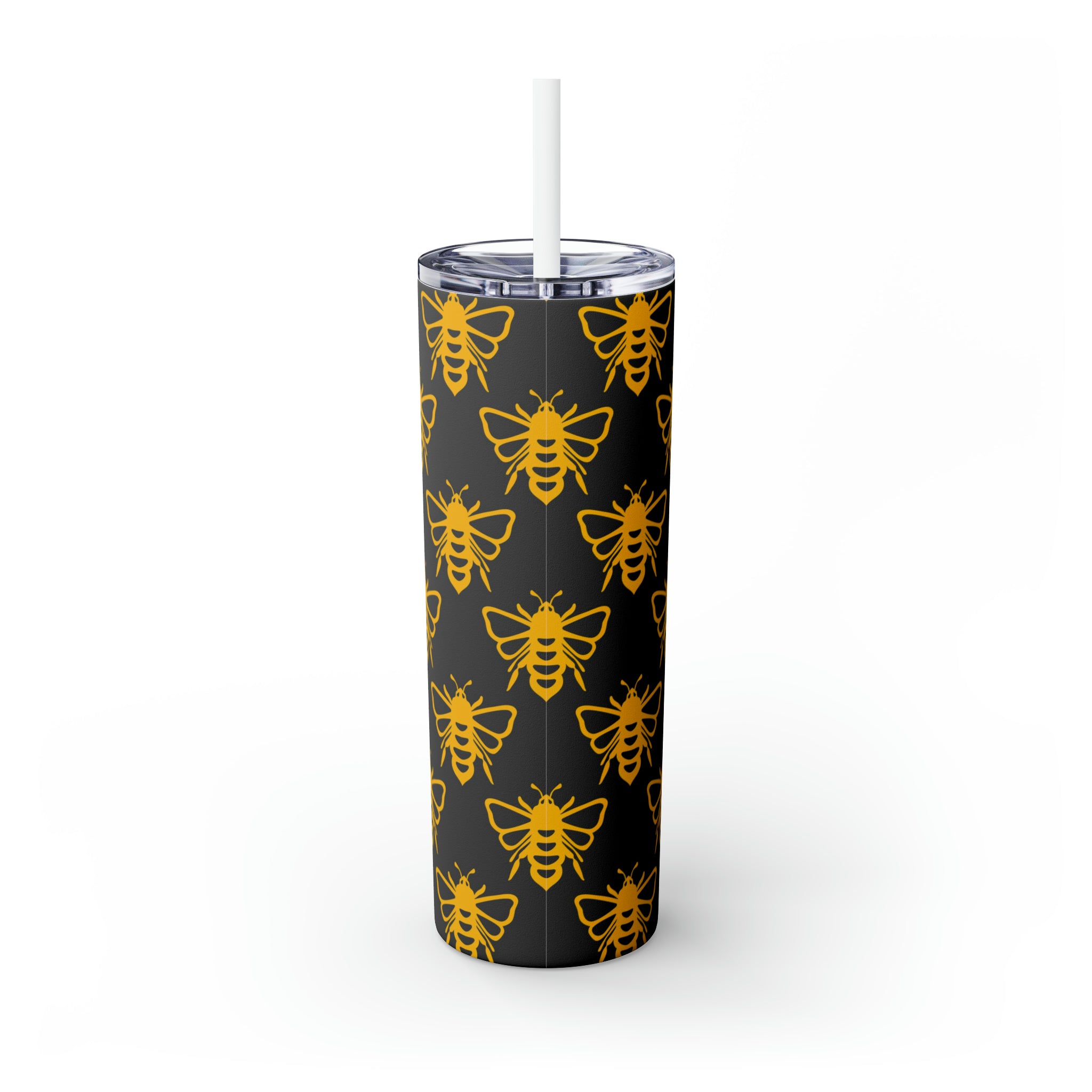 Bees Personalized Skinny Steel Tumbler with Straw, 20oz Bees Personalized Skinny Steel Tumbler with Straw, 20oz