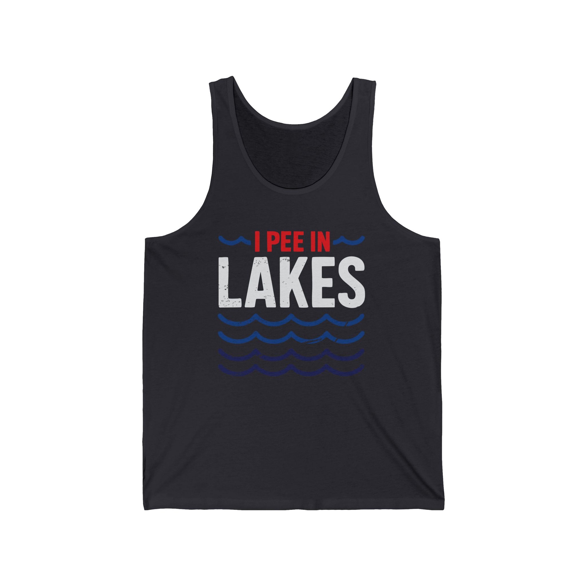 Basic Tank Top - Unisex - I Pee In Lakes Red White & Blue Basic Tank Top - Unisex - I Pee In Lakes Red White & Blue