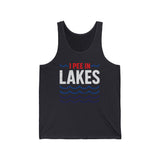 Basic Tank Top - Unisex - I Pee In Lakes Red White & Blue Basic Tank Top - Unisex - I Pee In Lakes Red White & Blue