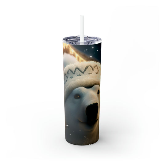 Polar Bear Skinny Steel Tumbler with Straw, 20oz