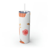 Pumpkin Pattern Skinny Steel Tumbler with Straw, 20oz Pumpkin Pattern Skinny Steel Tumbler with Straw, 20oz