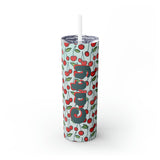 Cherries Personalized Skinny Steel Tumbler with Straw, 20oz Cherries Personalized Skinny Steel Tumbler with Straw, 20oz