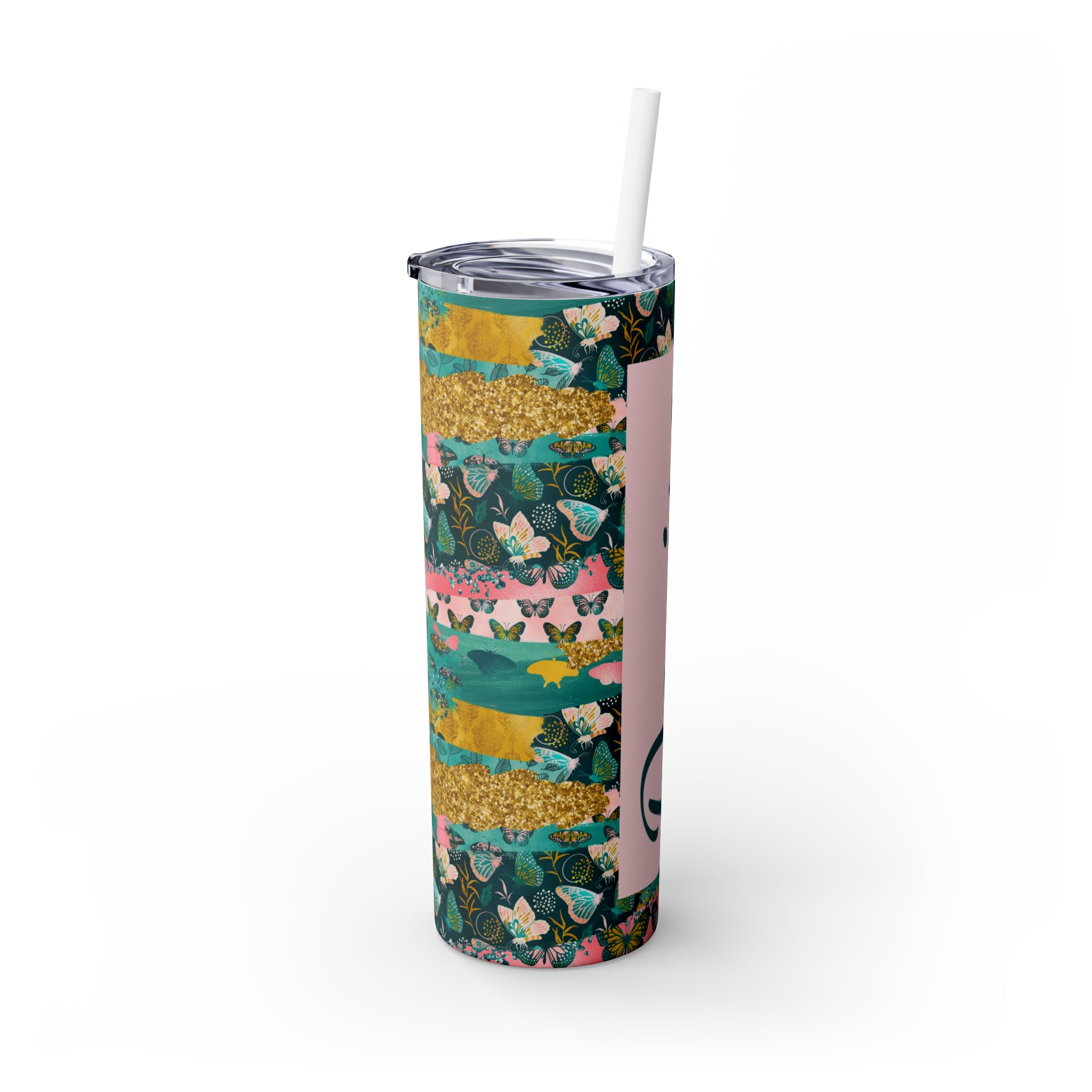 Butterflies Personalized Skinny Steel Tumbler with Straw, 20oz Butterflies Personalized Skinny Steel Tumbler with Straw, 20oz