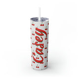 Cherries Personalized Skinny Steel Tumbler with Straw, 20oz Cherries Personalized Skinny Steel Tumbler with Straw, 20oz