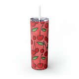 Cherries Personalized Skinny Steel Tumbler with Straw, 20oz Cherries Personalized Skinny Steel Tumbler with Straw, 20oz