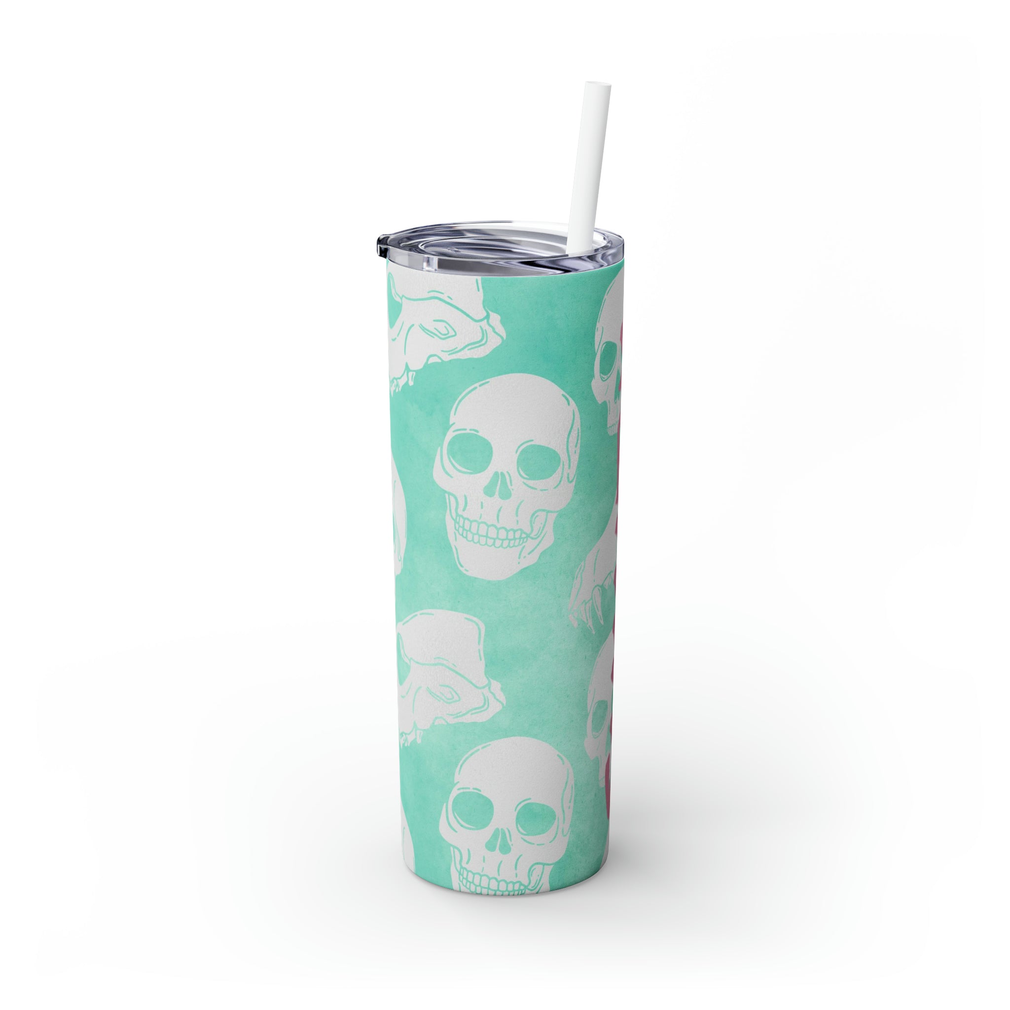 Skulls Personalized Skinny Steel Tumbler with Straw, 20oz Skulls Personalized Skinny Steel Tumbler with Straw, 20oz