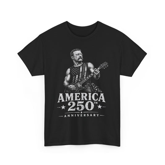 Flag Guitar Rebel America 250 Distressed Patriotic Grunge Basic T-Shirt - Unisex