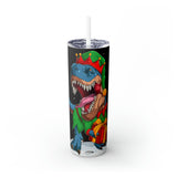 T-Rex Christmas Skinny Steel Tumbler with Straw, 20oz T-Rex Christmas Skinny Steel Tumbler with Straw, 20oz