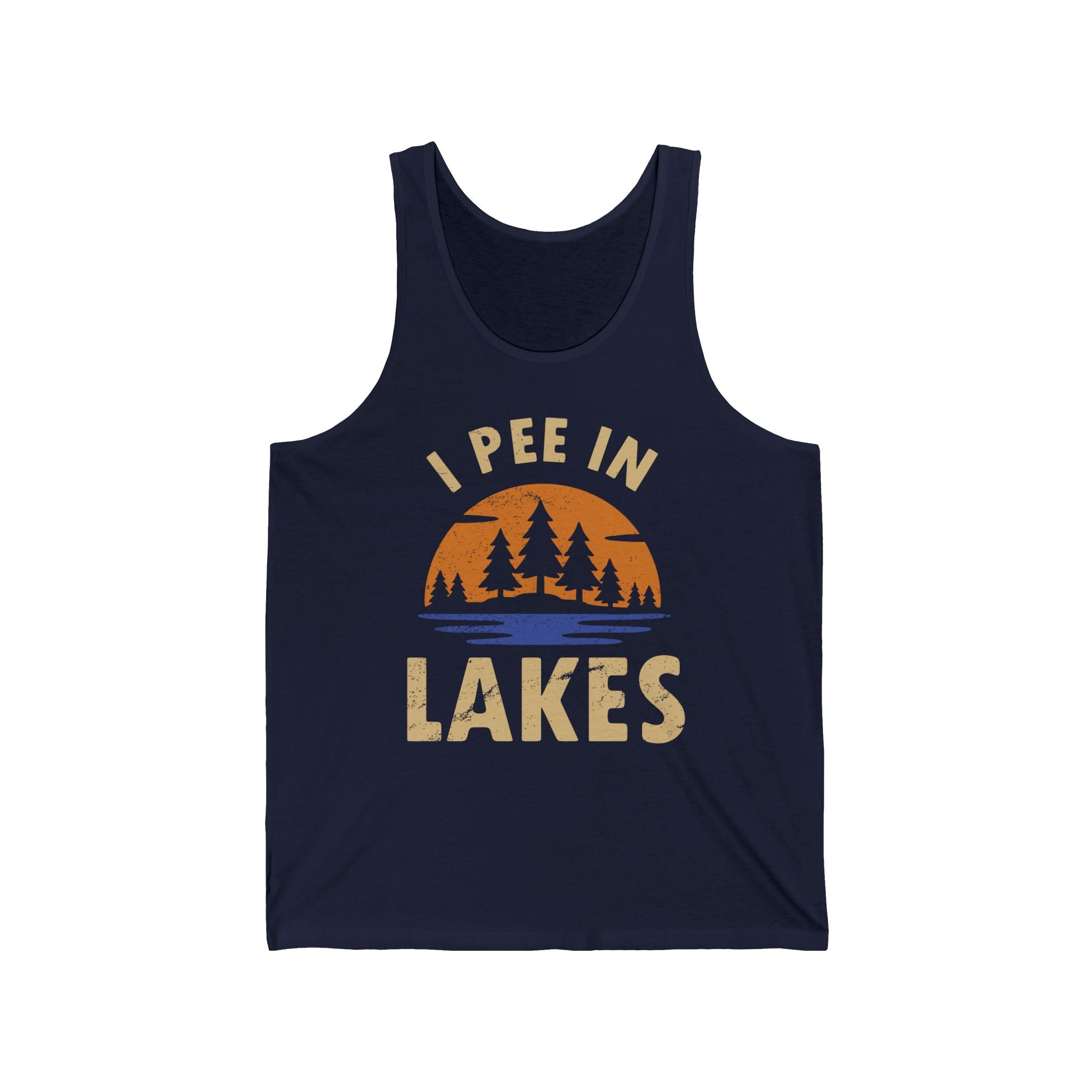 Basic Tank Top - Unisex - I Pee In Lakes Retro Sun Basic Tank Top - Unisex - I Pee In Lakes Retro Sun