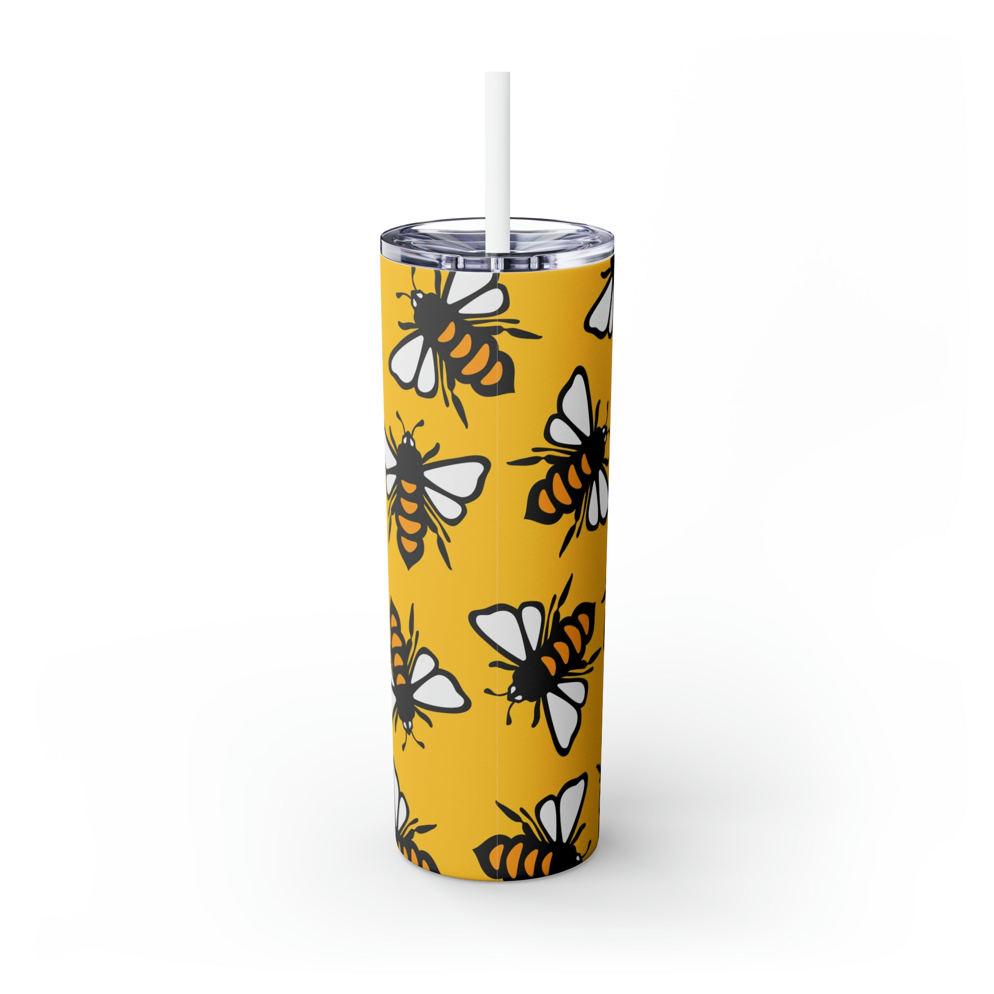 Bees Personalized Skinny Steel Tumbler with Straw, 20oz Bees Personalized Skinny Steel Tumbler with Straw, 20oz