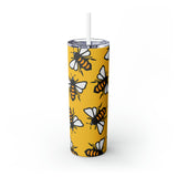 Bees Personalized Skinny Steel Tumbler with Straw, 20oz Bees Personalized Skinny Steel Tumbler with Straw, 20oz