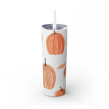 Pumpkin Pattern Skinny Steel Tumbler with Straw, 20oz Pumpkin Pattern Skinny Steel Tumbler with Straw, 20oz