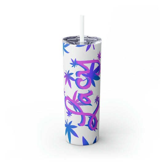 Cannabis Personalized Skinny Steel Tumbler with Straw, 20oz