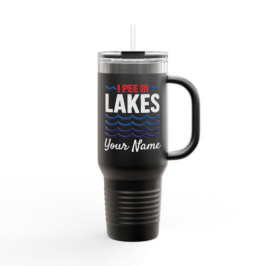 Travel Mug - 40oz - I Pee In Lakes Red White & Blue