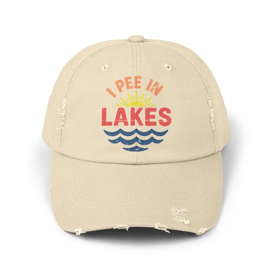 Distressed Cap - I Pee In Lakes Retro Beach Color