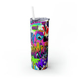 Graffiti Pattern Skinny Steel Tumbler with Straw, 20oz Graffiti Pattern Skinny Steel Tumbler with Straw, 20oz