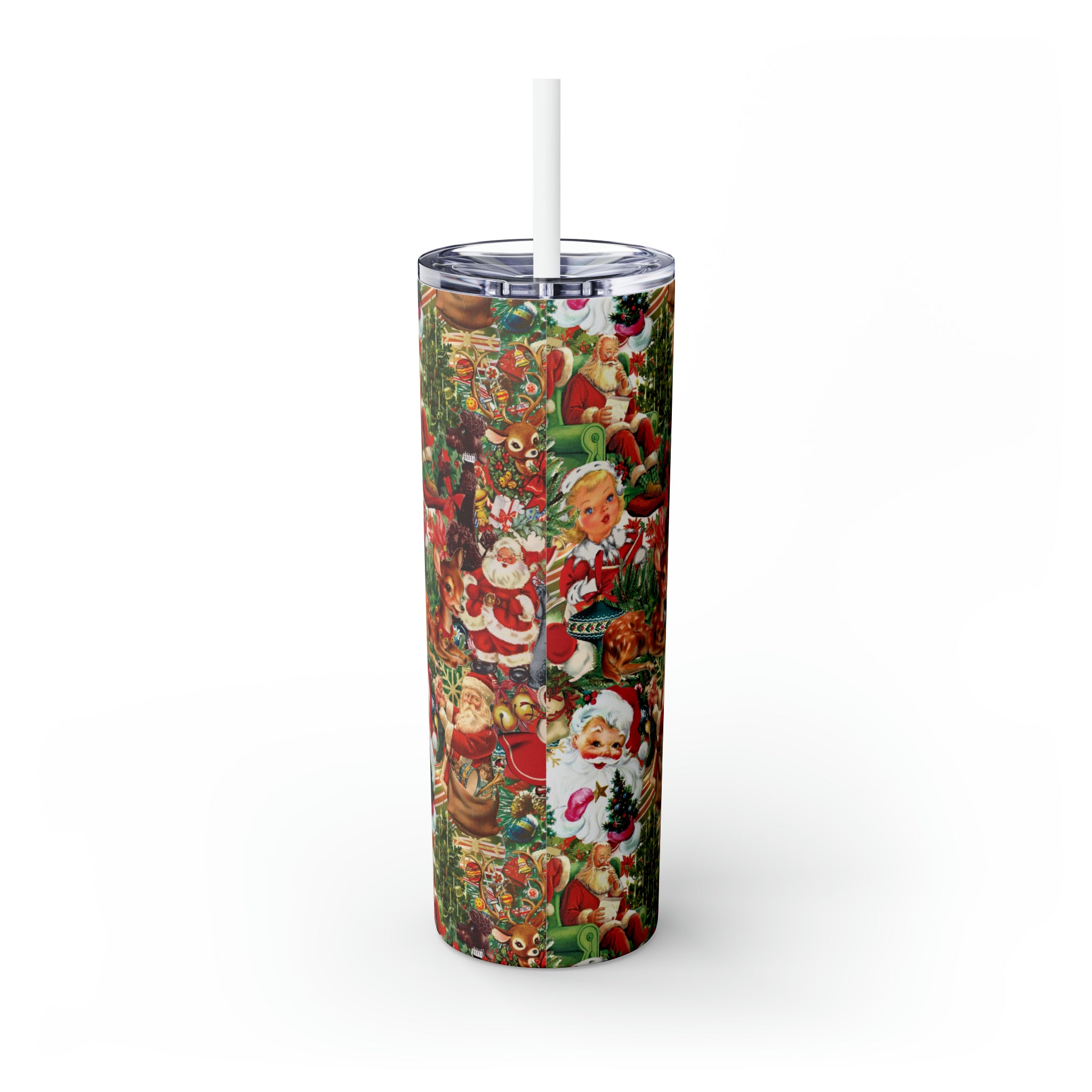 Vintage Christmas Ugly Skinny Steel Tumbler with Straw, 20oz Vintage Christmas Ugly Skinny Steel Tumbler with Straw, 20oz