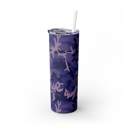 Purple Camouflage Personalized Skinny Steel Tumbler with Straw, 20oz