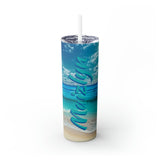 Beach Personalized Skinny Steel Tumbler with Straw, 20oz Beach Personalized Skinny Steel Tumbler with Straw, 20oz