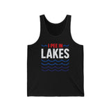 Basic Tank Top - Unisex - I Pee In Lakes Red White & Blue Basic Tank Top - Unisex - I Pee In Lakes Red White & Blue