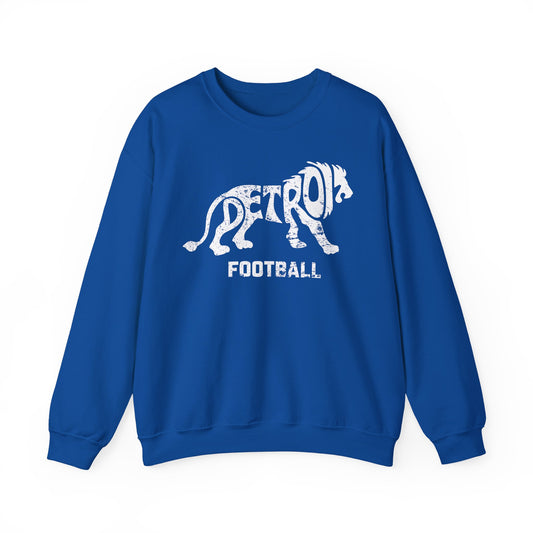 Detroit Football Lion White Crewneck Sweatshirt - Unisex