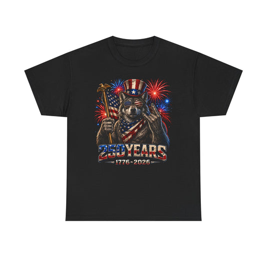 Wolf Flag Fireworks 250th Anniversary Funny Patriotic Grunge Basic T-Shirt - Unisex