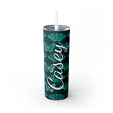 Butterflies Personalized Skinny Steel Tumbler with Straw, 20oz Butterflies Personalized Skinny Steel Tumbler with Straw, 20oz